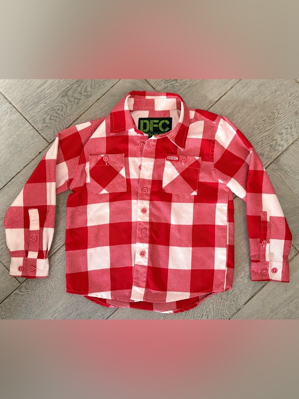 DIXXON Youth Boys Red and White Check Button-Down Flannel Shirt - NWOT